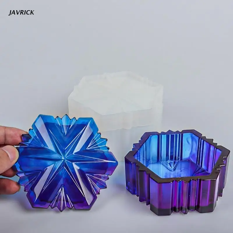 DIY Epoksü Crystal 3D Aastapäeva Hexagram Jar Ladustamise Kasti Hallituse Seep Küünal Omanik DIY Ehted Storage Home Decor