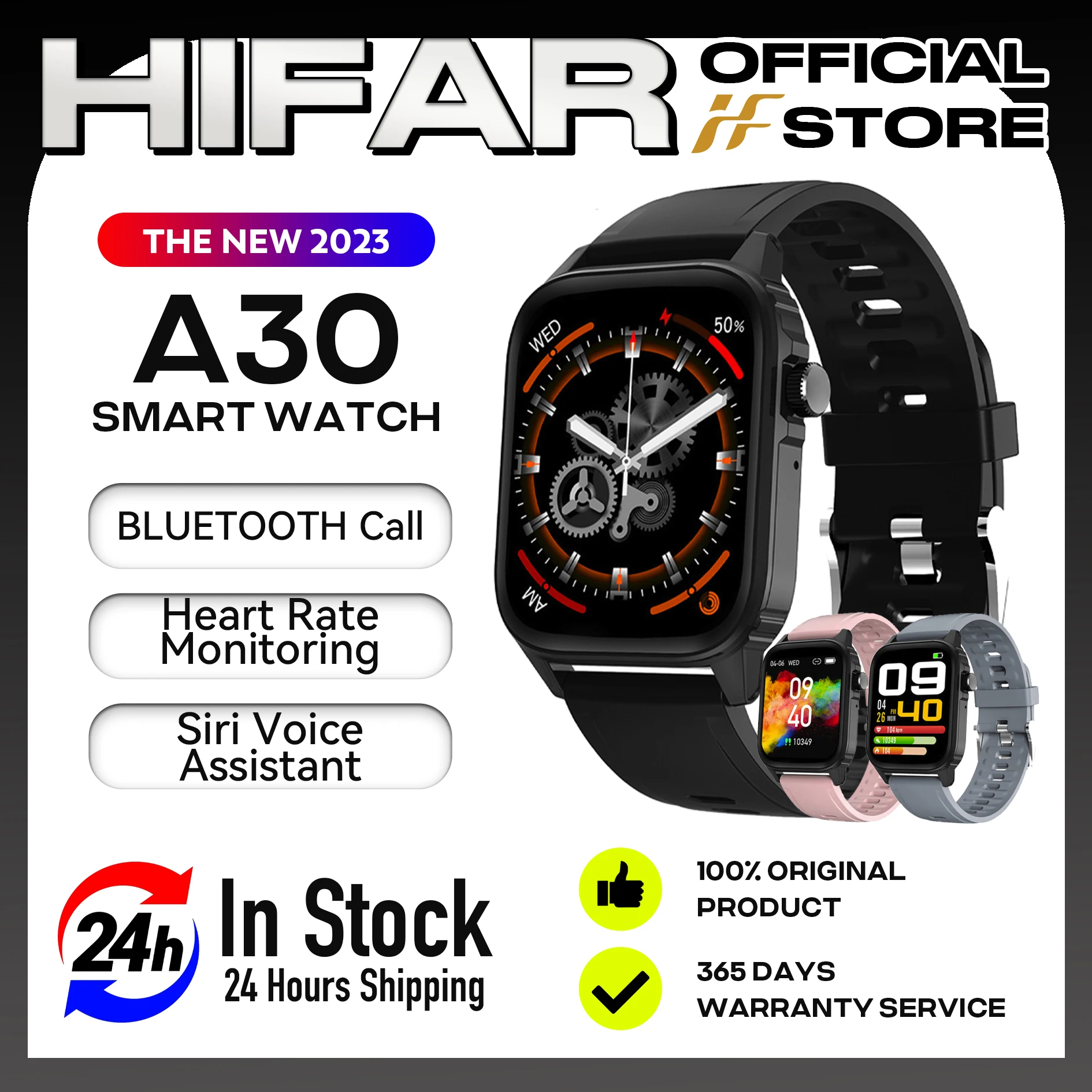 HIFAR A30 Smart Watch Hääl Assistent Muusika Mängima Smartwatch Meeste Käekell Sport Kellad Fitness Käevõru Südame Löögisageduse Monitor