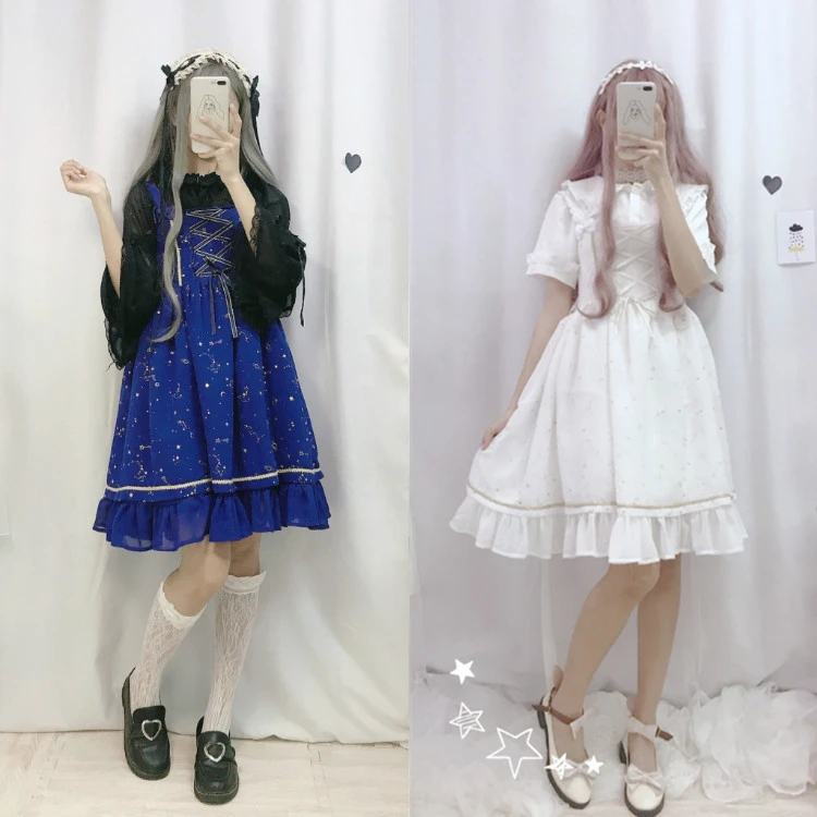4 Värvi Jaapani Lolita Stiilis Kawaii Kostüüm Tüdruk Vintage Gooti Ruffle Ettekandja Lühike Seelik Etapp Cosplay Magus Neiu Kleidid