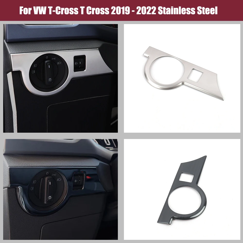 Näiteks VW T-Rist T Cross 2019 2020 2021 2022 Roostevabast Terasest Auto Esitulede reguleerimise Lüliti Kate Sisekujundus Auto stiil Tarvikud