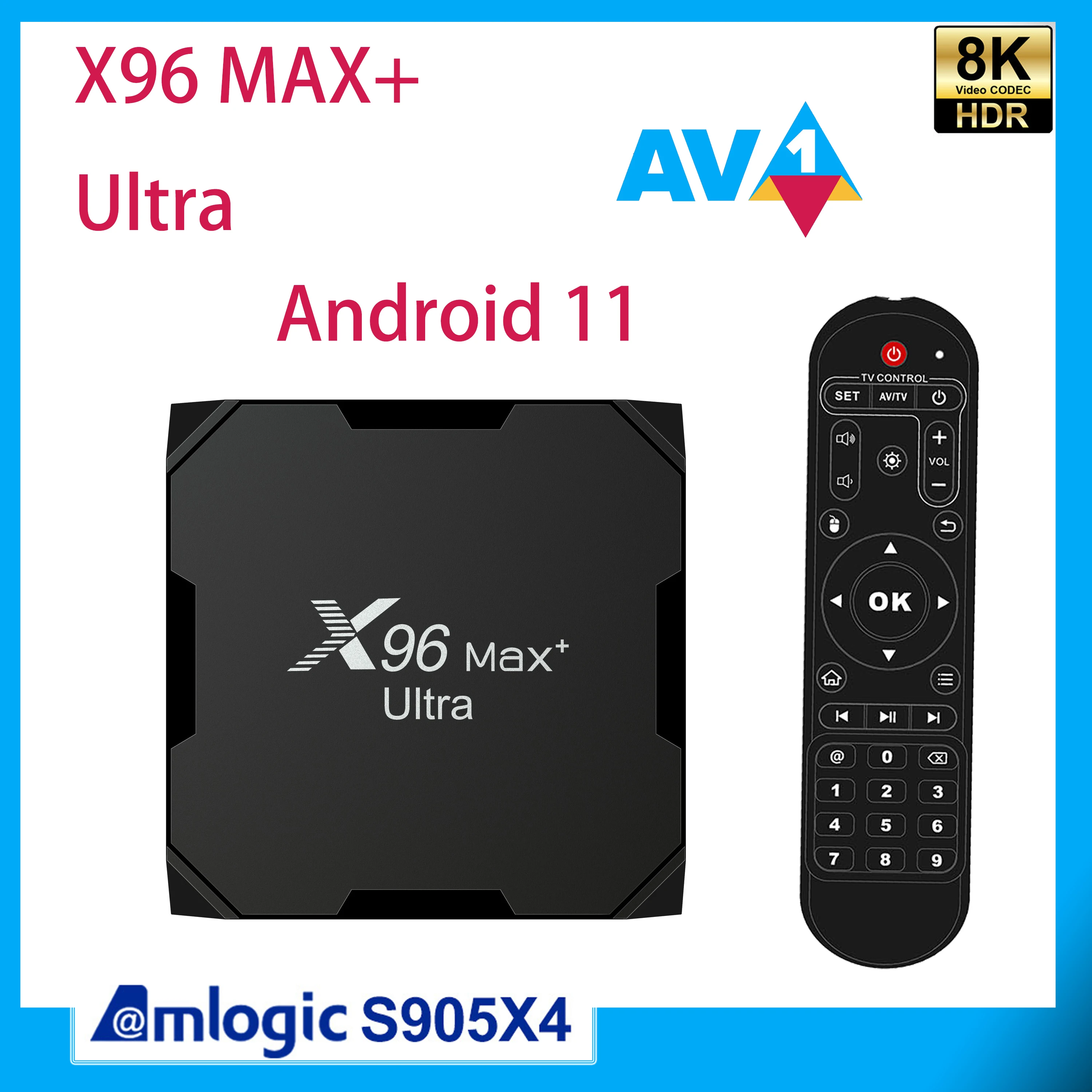 X96MAX+ Smart Android 11 TV Box X96 MAX Plus Ultra 8K Amlogic S905X4 2.4 G 5G dual wifi 4G 64GB AV1 4K Media Player Set Top Box
