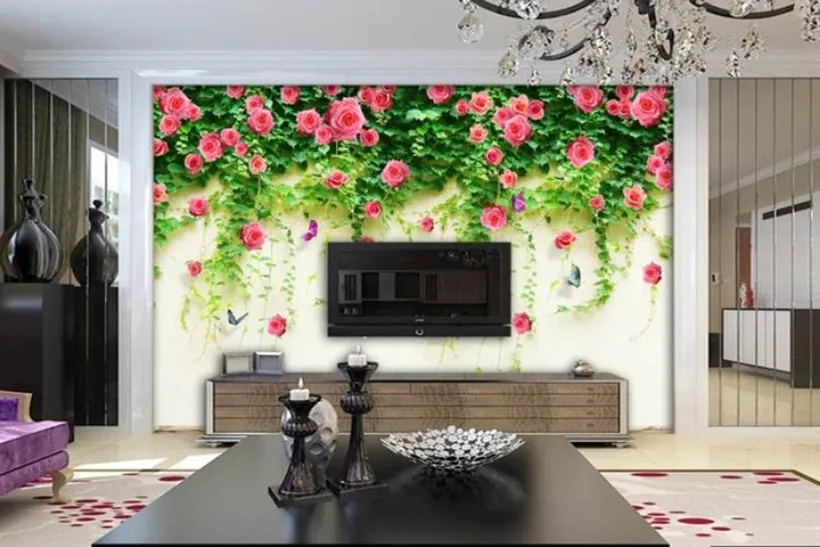Custom 3d Tapeet maali Tõusis lille Mustritega elutoas TV Diivan Taustaks Tapeet Kaasaegse Kodu Decor Tuba
