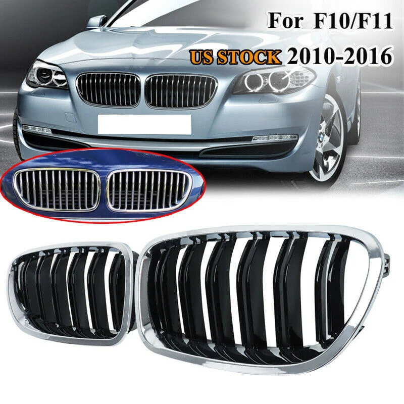 Auto Kroom+Matt Must Dual Liistud Esi Neerud Iluvõre Grill-BMW F10/ F11 M5 535I 550I 528I 4-Ukseline 2010-2017