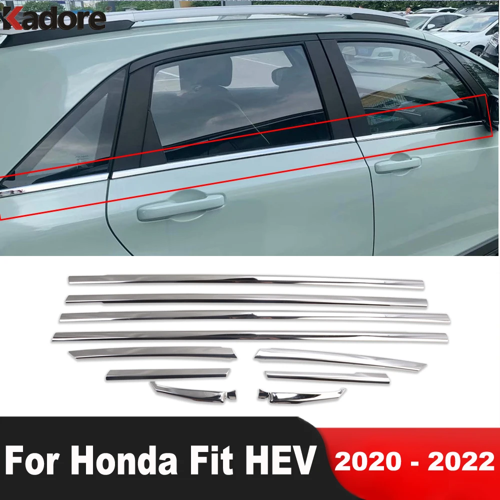 Honda Fit HEV 2020 2021 2022 Roostevabast Terasest Madalam Alumine aknaraam Sill Trim Vormimise Ribadeks Kleebised Auto Tarvikud