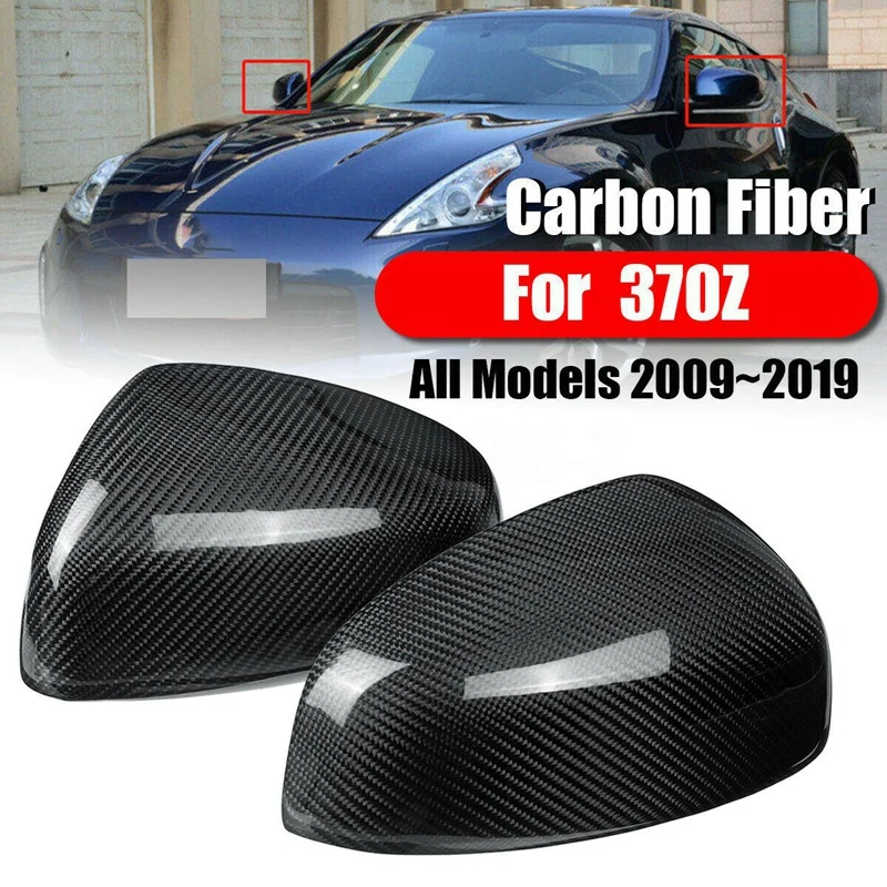 1 Paar Rearview Mirror Cover, süsinikkiust Pool Tahavaatepeegel Kaas jaoks Nissan 370Z Z34 2009-2019