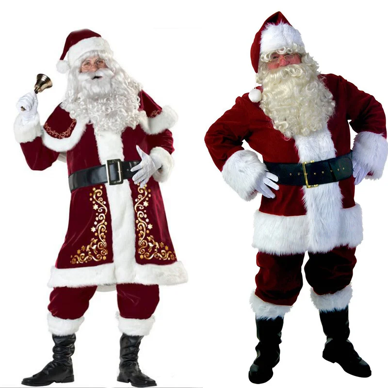 Jõuluvana Kostüüm Täiskasvanud Mehed Santa Claus Riided Täielik Komplekt High-End Paksenenud Tulemuslikkuse Riided