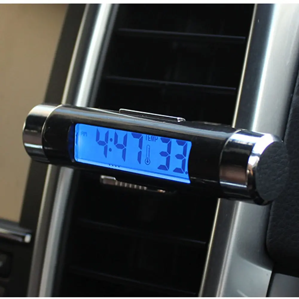 2 In 1 Auto Sõiduki LCD Digitaalne Ekraan Auto Termomeeter Kell Kaasaskantavad Car Air Vent Outlet Clip-LED Backlight