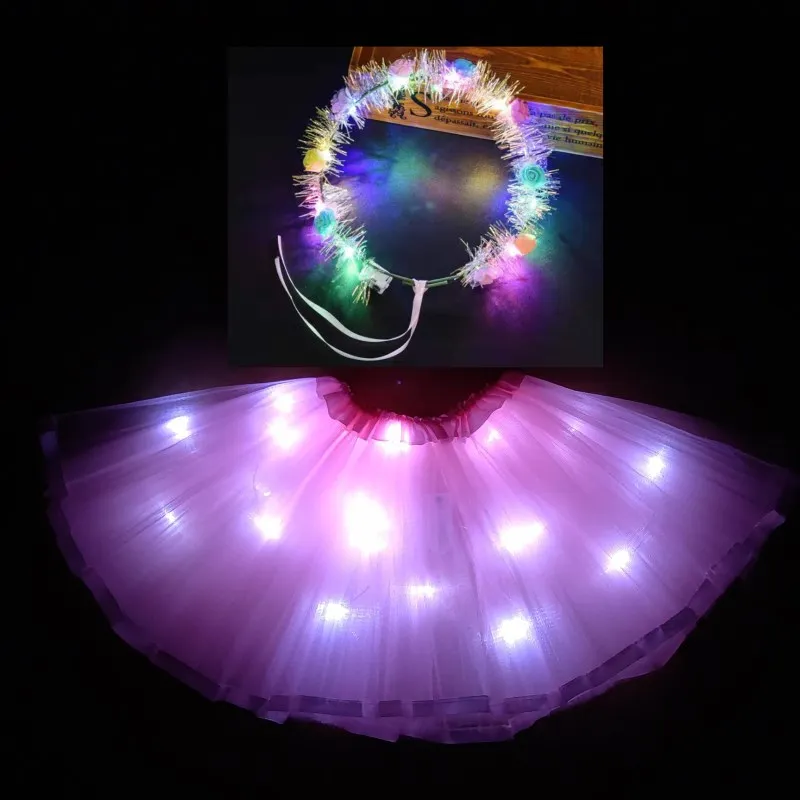 2020. aasta uus LED Tüdruk Lapsed Riided Tutu Seelik Printsess Partei hästi tihe võrgu sarnane kangas Lapse Ballett Tantsu Jõulud roosa Koos vanik