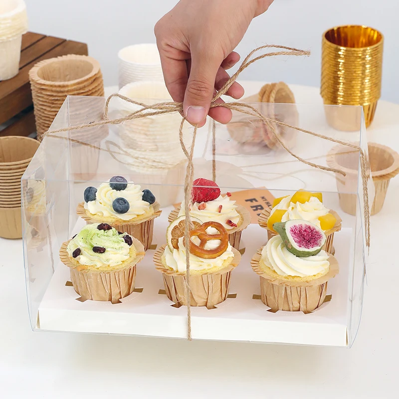 Cupcake Pakendi Karp Läbipaistva 6 Terad 12 Terad Kõrgendatud Muffin Cup Kaasaskantav Pakend Karp Laste Päev Pakend