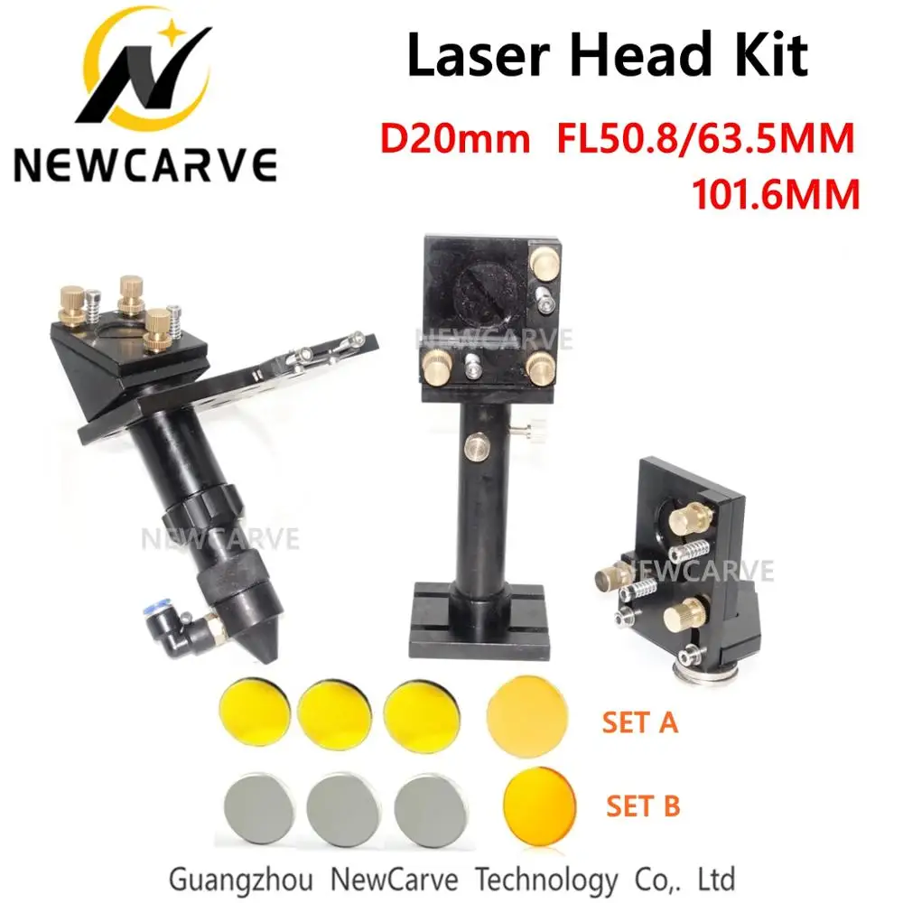 NEWCARVE CO2 Laser Pea Komplekt + Peegeldav Mo Si Peegel 25mm + CO2 fookusega Objektiiv 20mm Laser Graveerimine Lõikamise Masin