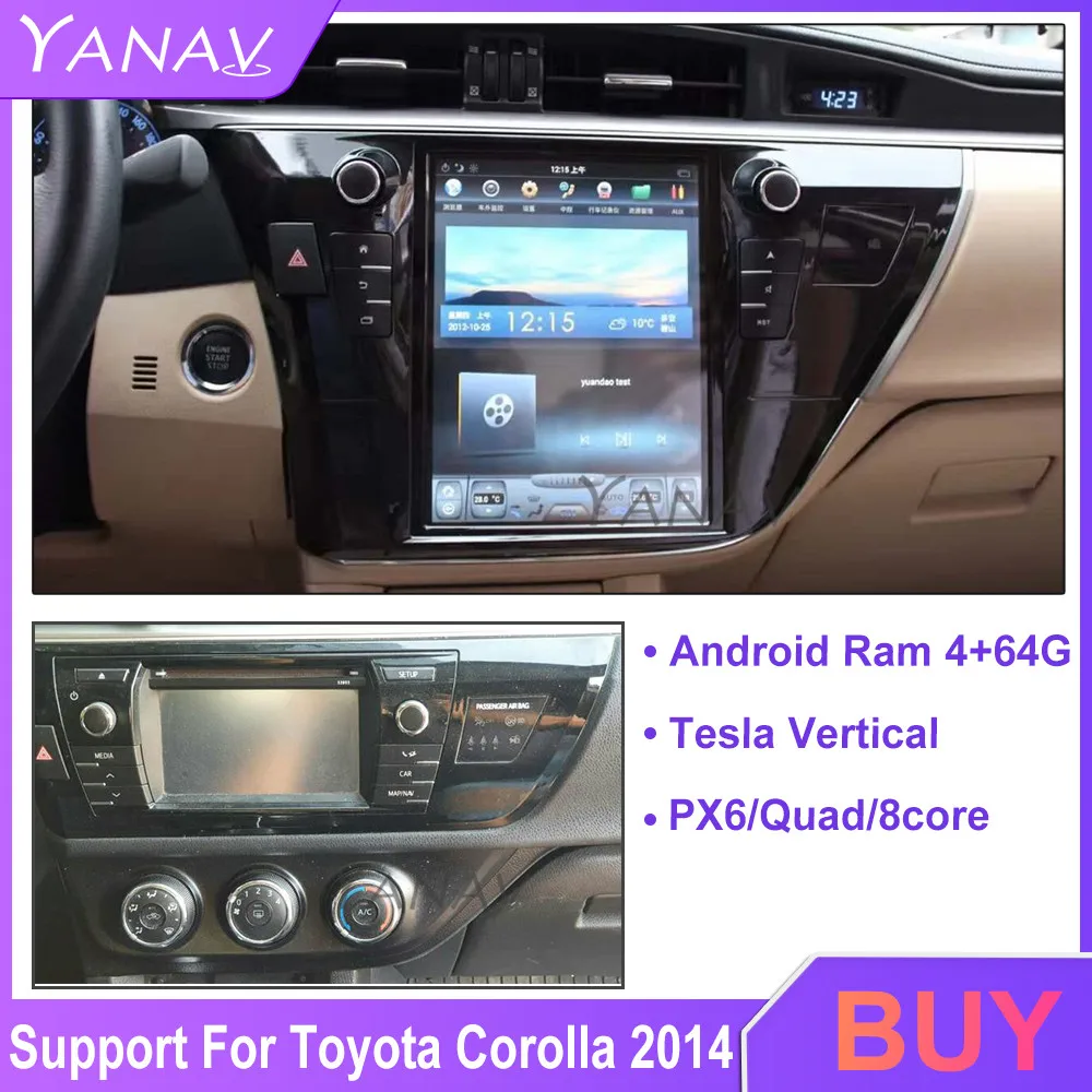Auto GPS navigation, Android Auto Stereo Multimeedia radio Player-Toyota Corolla 2014 Vertikaalne Ekraani tesla Auto video DVD-mängija