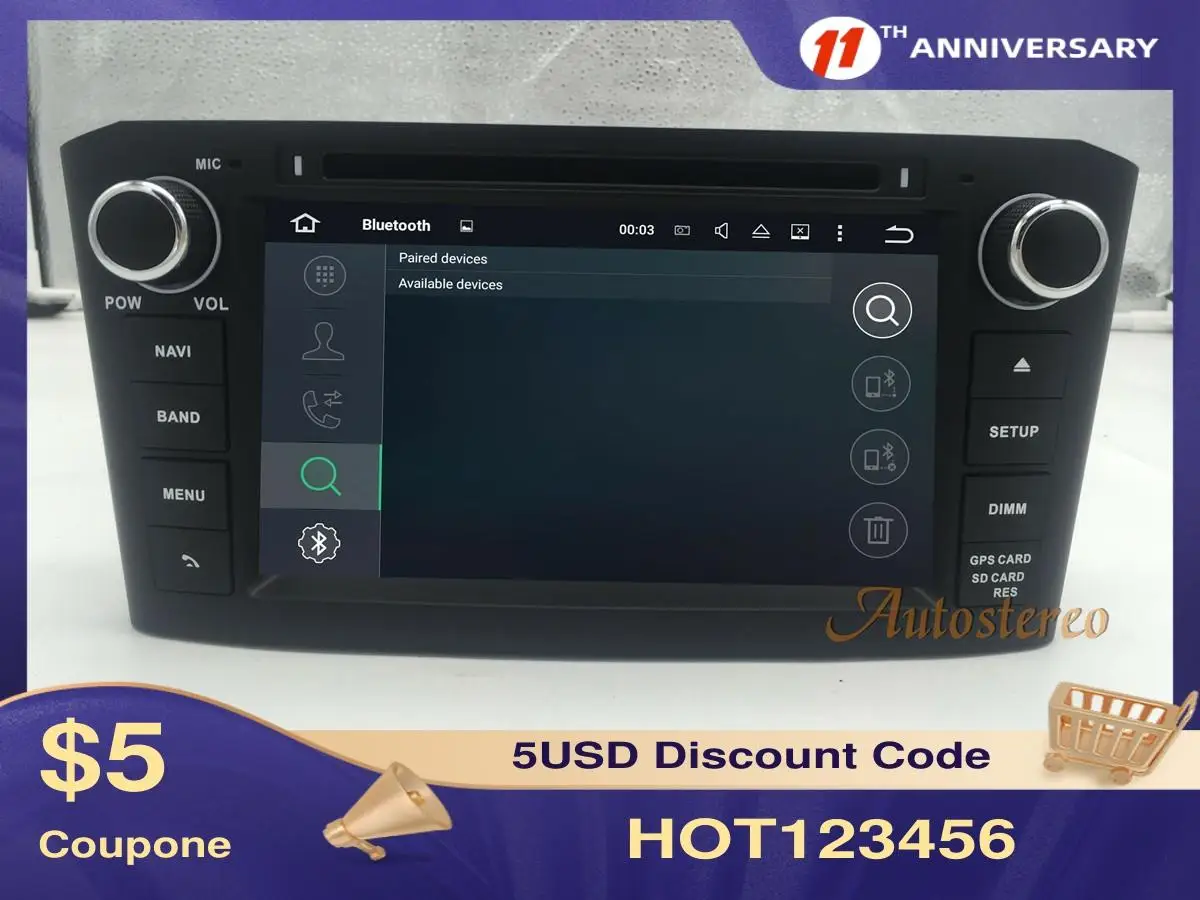 Toyota Avensis T25 2002-2008 Must Android 10.0 Auto DVD Mängija GPS Navigation Mms Raadio-magnetofon juhtseade