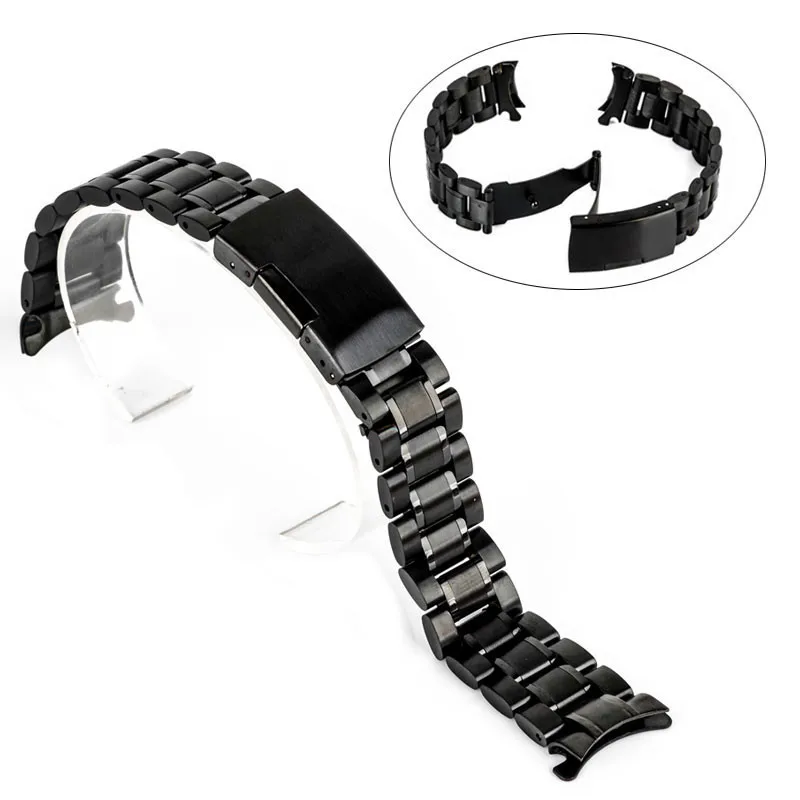 Unisex Watchband Must Tahke aine, Käevõru Sport Vaadata Käepaela Mood Vabaaja Roostevabast Terasest Vaata Strap18/22mm