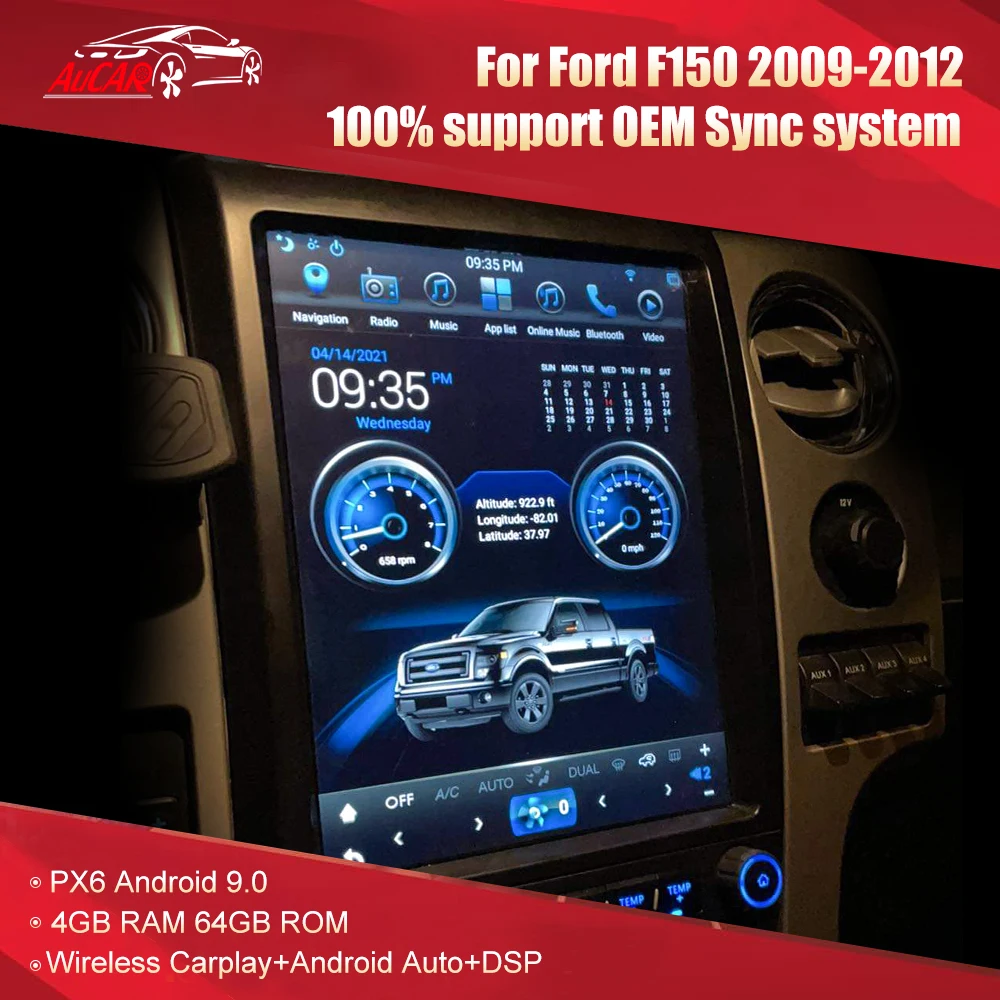 Aucar T-Style Android 9 juhtseade Ford F150 2009-2012 Multimidia auto raadio Gps navigation autoradio stereo player
