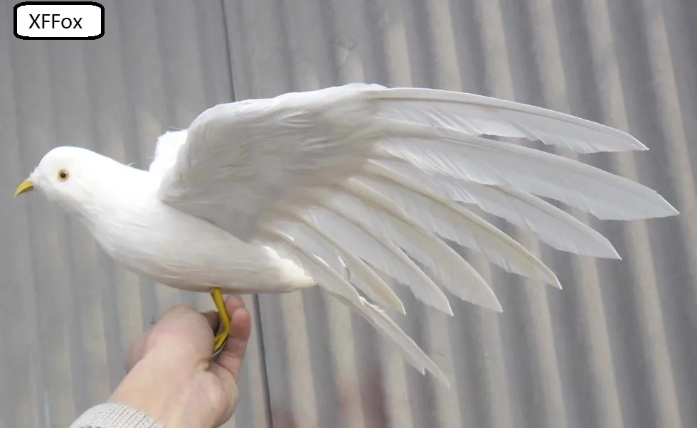 armas valge reaalne elu tuvi mudel vaht ja sulgedest tiivad tuvi lind nukk umbes 30x48cm xf0033