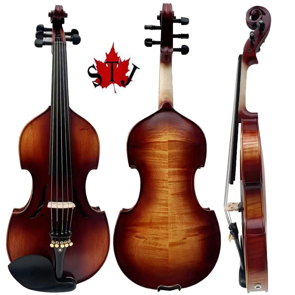 Barokk stiil 5 Stringid electric /Akustiline Viiul Pruuni värvi full size Viiul