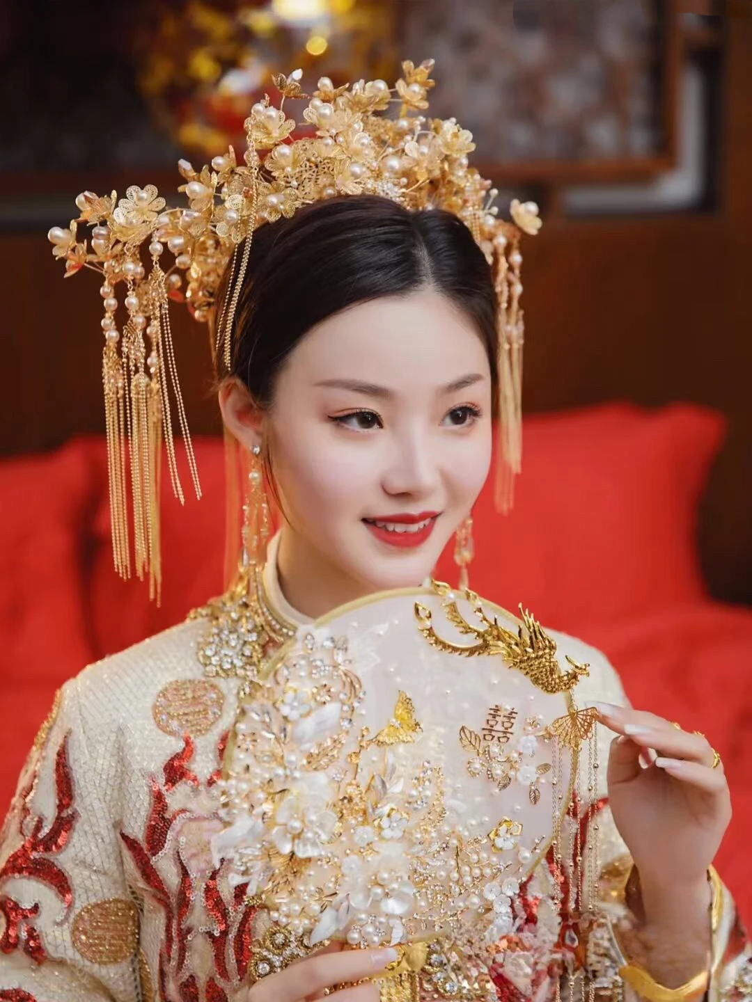 Hiina Luksus Tutt Vana Xiuhe Riided Fengguan Pulm Headdress Gold Crown 2022 Uus Stiil Pulm Juuksed Tarvikud