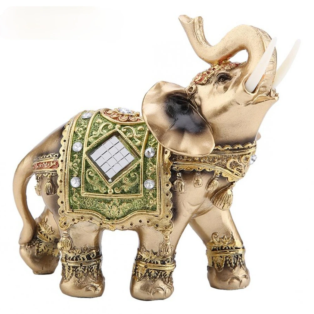 HF S M L Feng Shui Messing Värv Vaik Elegantne Elephant Trunk Kuju Rikkuse Õnnelik Figuriin Home Decor Kingitus