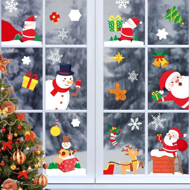 Jõulud Akna Kleebised Santa Claus Põhjapõdrad Lumememm DIY Seina Kleebised Kodu jõulukaunistused Xmas Uue Aasta Pidu Soosib