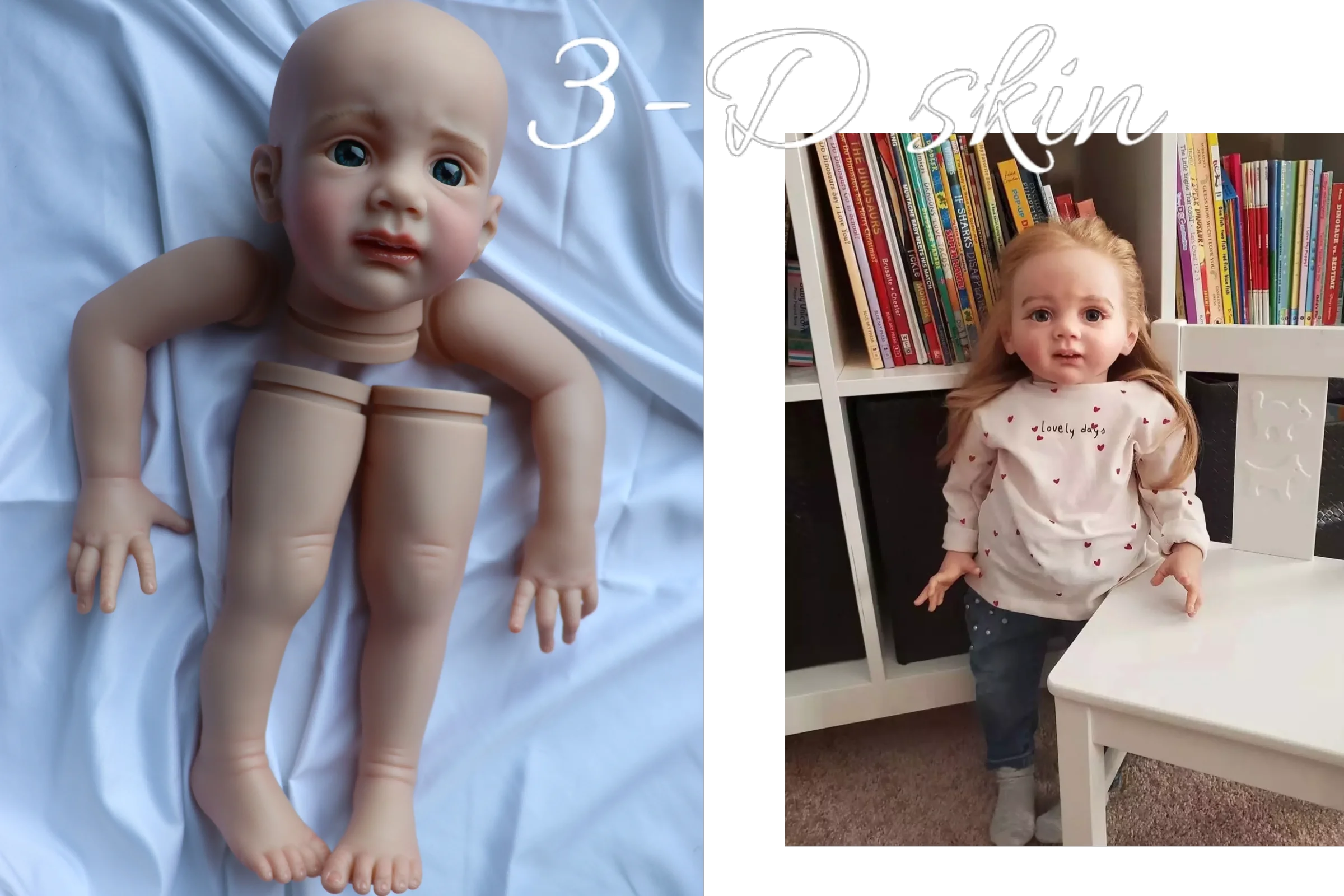 FBBD 3-D Naha Värvimine 25inch Uuestisündinud Baby Doll Fritzi Värvitud Komplekt Kokku panemata Kiti Jõulud Kingitus Nukud Lastele