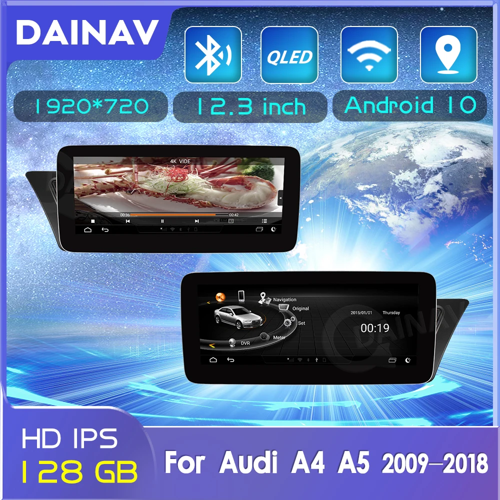 12.3 tolline 128GB Android 10 Auto Raadio DVD Mängija GPS Navigation juhtseade Audi A4 A5 2009-2018 2 Din Auto Stereo Vastuvõtja